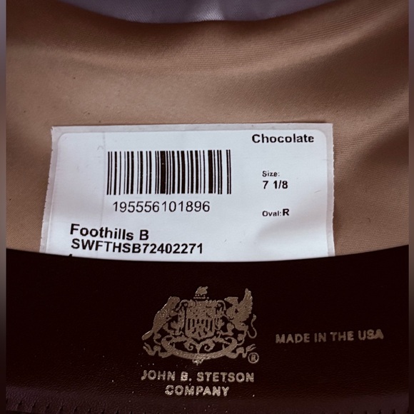 NEW!! Stetson Stallion- Foothills B Cowboy Hat. Size 7 1/8. Color Chocolate - Picture 6 of 6